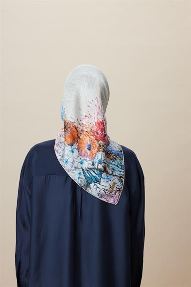 DERİN TİVİL İPEK EŞARP 90*90 CM - YAVRUAĞZI