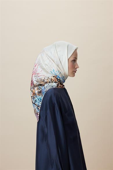 DERİN TİVİL İPEK EŞARP 90*90 CM - YAVRUAĞZI