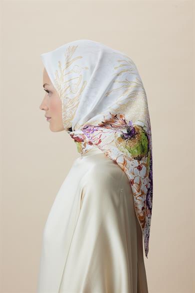 DERİN TİVİL İPEK EŞARP 90*90 CM - YEŞİL