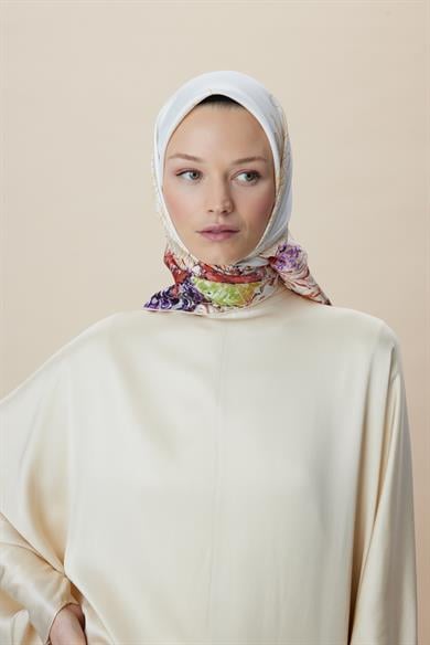 DERİN TİVİL İPEK EŞARP 90*90 CM - YEŞİL
