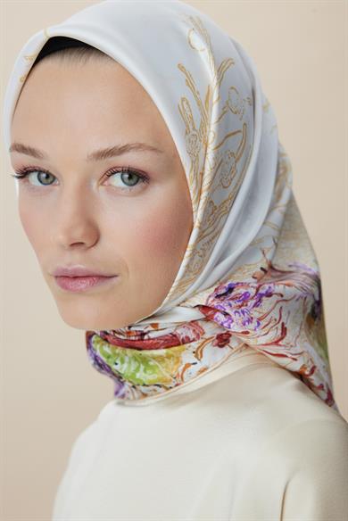 DERİN TİVİL İPEK EŞARP 90*90 CM - YEŞİL