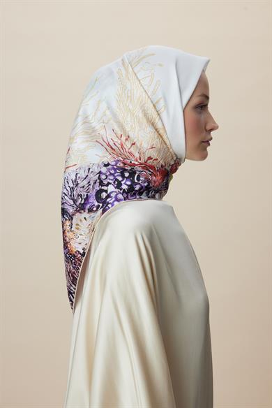 DERİN TİVİL İPEK EŞARP 90*90 CM - YEŞİL