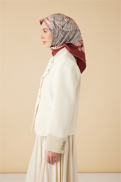 DEVRAN TİVİL İPEK EŞARP 90*90 CM - KIRMIZI