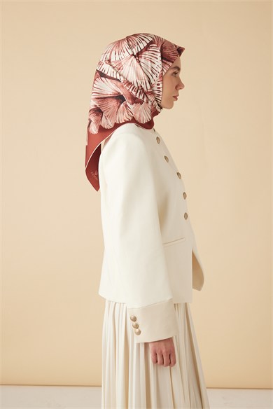 DEVRAN TİVİL İPEK EŞARP 90*90 CM - KIRMIZI