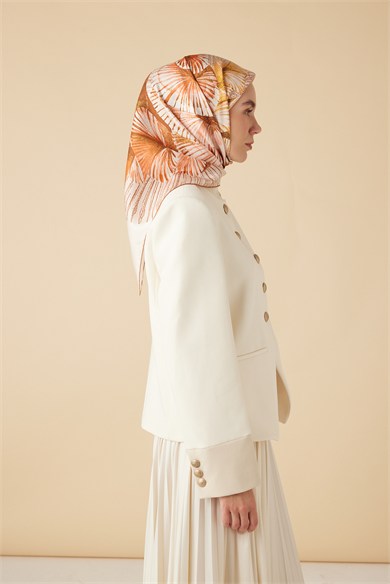 DEVRAN TİVİL İPEK EŞARP 90*90 CM - KREM