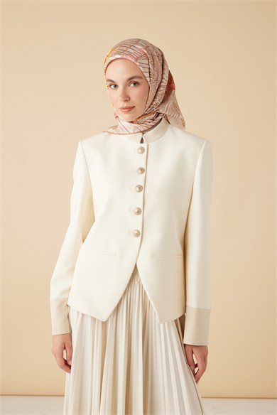 DEVRAN TİVİL İPEK EŞARP 90*90 CM - KREM