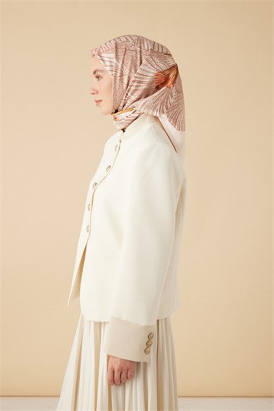 DEVRAN TİVİL İPEK EŞARP 90*90 CM - KREM
