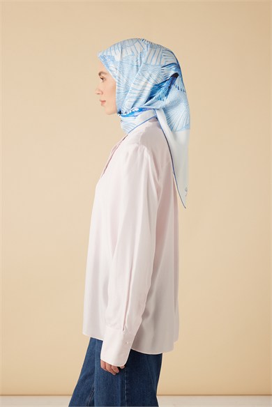 DEVRAN TİVİL İPEK EŞARP 90*90 CM - MAVİ