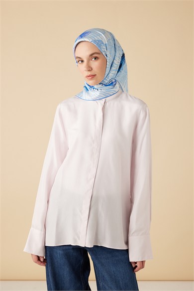 DEVRAN TİVİL İPEK EŞARP 90*90 CM - MAVİ