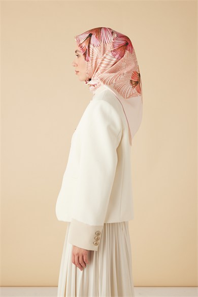 DEVRAN TİVİL İPEK EŞARP 90*90 CM - PEMBE