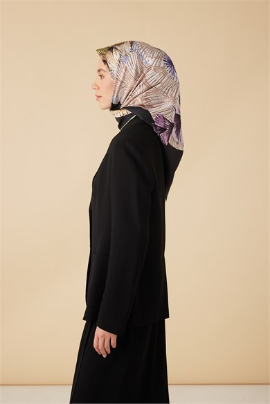 DEVRAN TİVİL İPEK EŞARP 90*90 CM - SİYAH