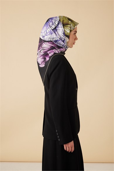 DEVRAN TİVİL İPEK EŞARP 90*90 CM - SİYAH