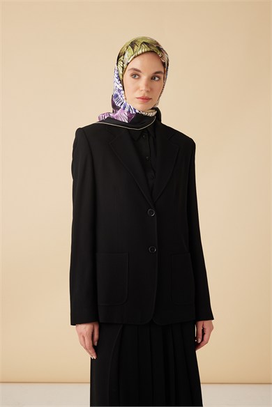 DEVRAN TİVİL İPEK EŞARP 90*90 CM - SİYAH