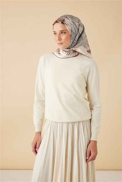 DEVRAN TİVİL İPEK EŞARP 90*90 CM - VİZON