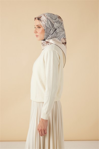 DEVRAN TİVİL İPEK EŞARP 90*90 CM - VİZON