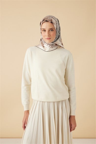 DEVRAN TİVİL İPEK EŞARP 90*90 CM - VİZON