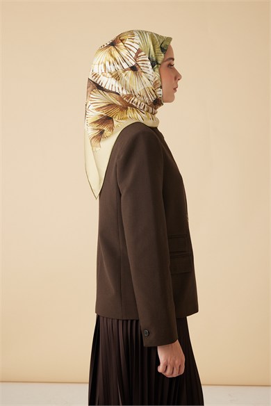 DEVRAN TİVİL İPEK EŞARP 90*90 CM - YEŞİL