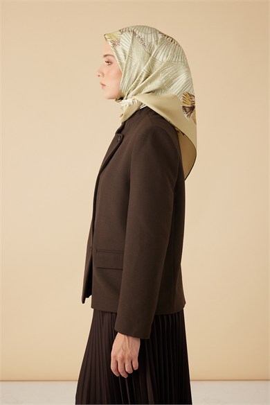 DEVRAN TİVİL İPEK EŞARP 90*90 CM - YEŞİL