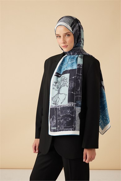 DİDAR MULBERRY İPEK ŞAL 70*190 CM - LACİVERT