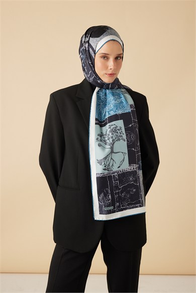 DİDAR MULBERRY İPEK ŞAL 70*190 CM - LACİVERT