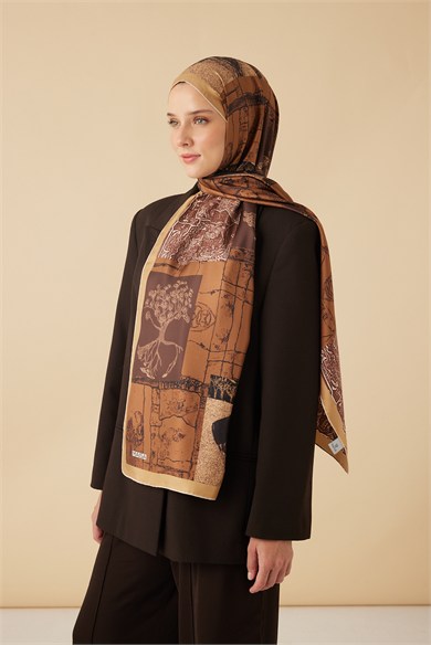 DİDAR MULBERRY İPEK ŞAL 70*190 CM - TABA
