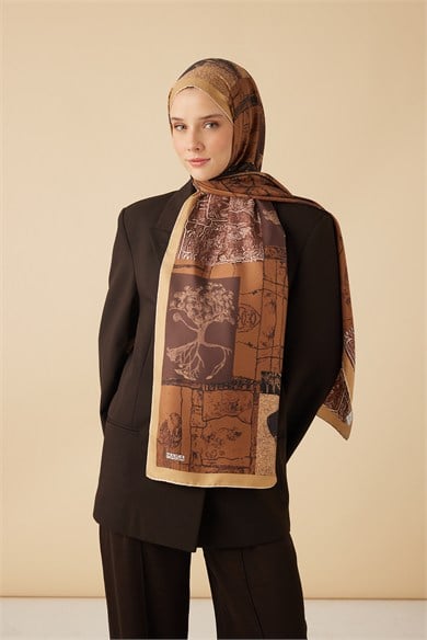 DİDAR MULBERRY İPEK ŞAL 70*190 CM - TABA