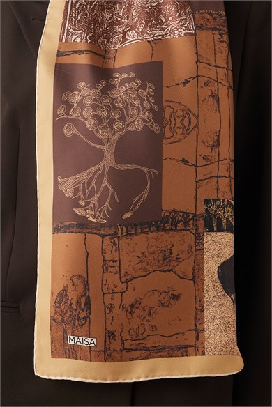 DİDAR MULBERRY İPEK ŞAL 70*190 CM - TABA