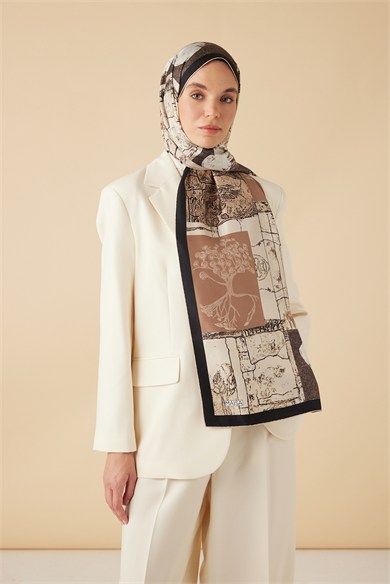 DİDAR MULBERRY İPEK ŞAL 70*190 CM - VİZON
