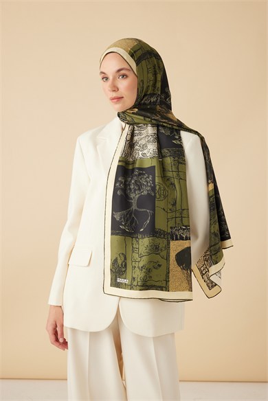 DİDAR MULBERRY İPEK ŞAL 70*190 CM - YEŞİL