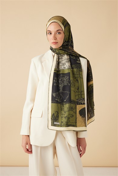 DİDAR MULBERRY İPEK ŞAL 70*190 CM - YEŞİL