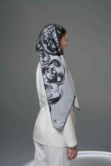 DİDE TİVİL İPEK EŞARP 90*90 – GRİ