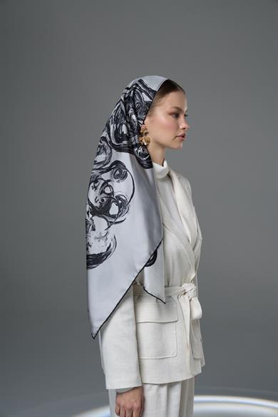 DİDE TİVİL İPEK EŞARP 90*90 – GRİ