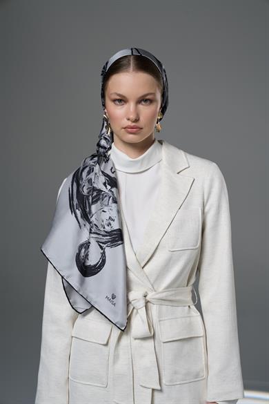 DİDE TİVİL İPEK EŞARP 90*90 – GRİ