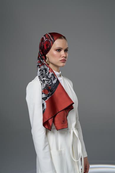 DİDE TİVİL İPEK EŞARP 90*90 – KIRMIZI