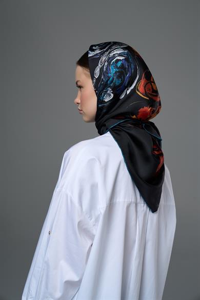 DİDE TİVİL İPEK EŞARP 90*90 – SİYAH