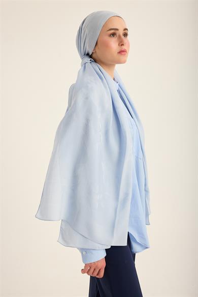 DURU İPEK PAMUK TENSEL ŞAL 70*190 CM - AÇIK MAVİ