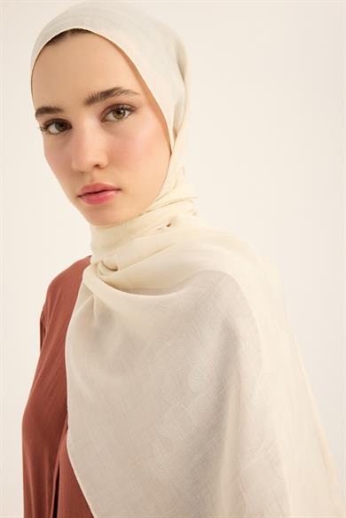 DURU İPEK PAMUK TENSEL ŞAL 70*190 CM - EKRU
