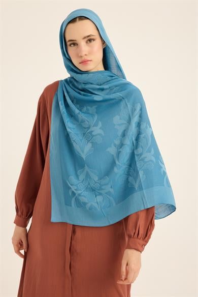 DURU İPEK PAMUK TENSEL ŞAL 70*190 CM - İNDİGO