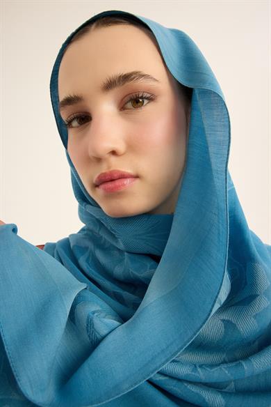 DURU İPEK PAMUK TENSEL ŞAL 70*190 CM - İNDİGO