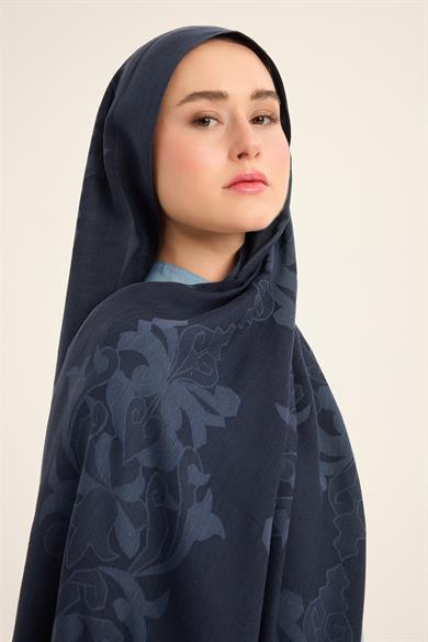 DURU İPEK PAMUK TENSEL ŞAL 70*190 CM - LACİVERT
