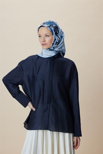 DÜŞ TİVİL İPEK EŞARP 90*90 CM - MAVİ