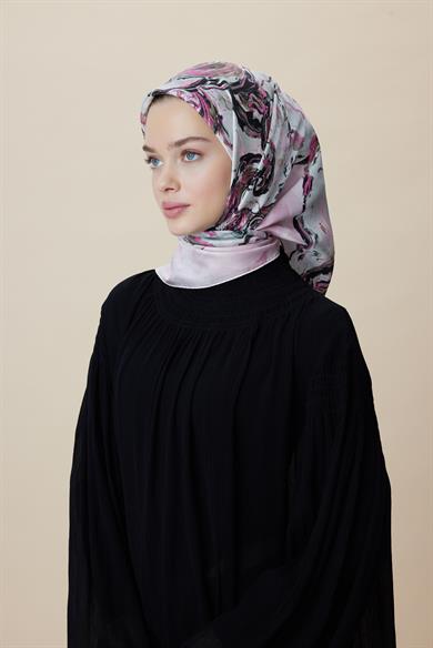 DÜŞ TİVİL İPEK EŞARP 90*90 CM - PUDRA PEMBE