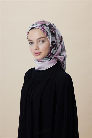 DÜŞ TİVİL İPEK EŞARP 90*90 CM - PUDRA PEMBE