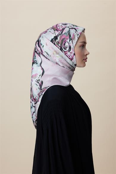 DÜŞ TİVİL İPEK EŞARP 90*90 CM - PUDRA PEMBE