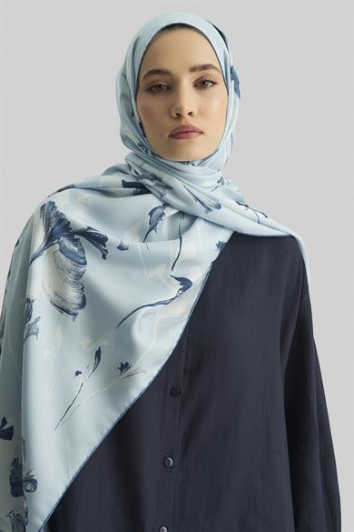 EFLİN MULBERRY İPEK ŞAL 70*190 CM - AÇIK MAVİ