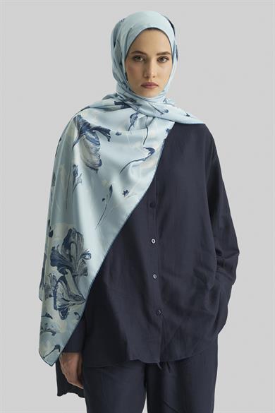 EFLİN MULBERRY İPEK ŞAL 70*190 CM - AÇIK MAVİ