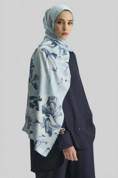 EFLİN MULBERRY İPEK ŞAL 70*190 CM - AÇIK MAVİ