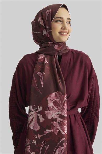 EFLİN MULBERRY İPEK ŞAL 70*190 CM - BORDO