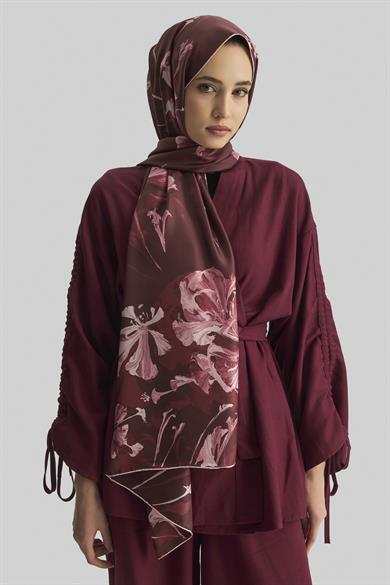 EFLİN MULBERRY İPEK ŞAL 70*190 CM - BORDO