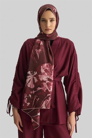EFLİN MULBERRY İPEK ŞAL 70*190 CM - BORDO